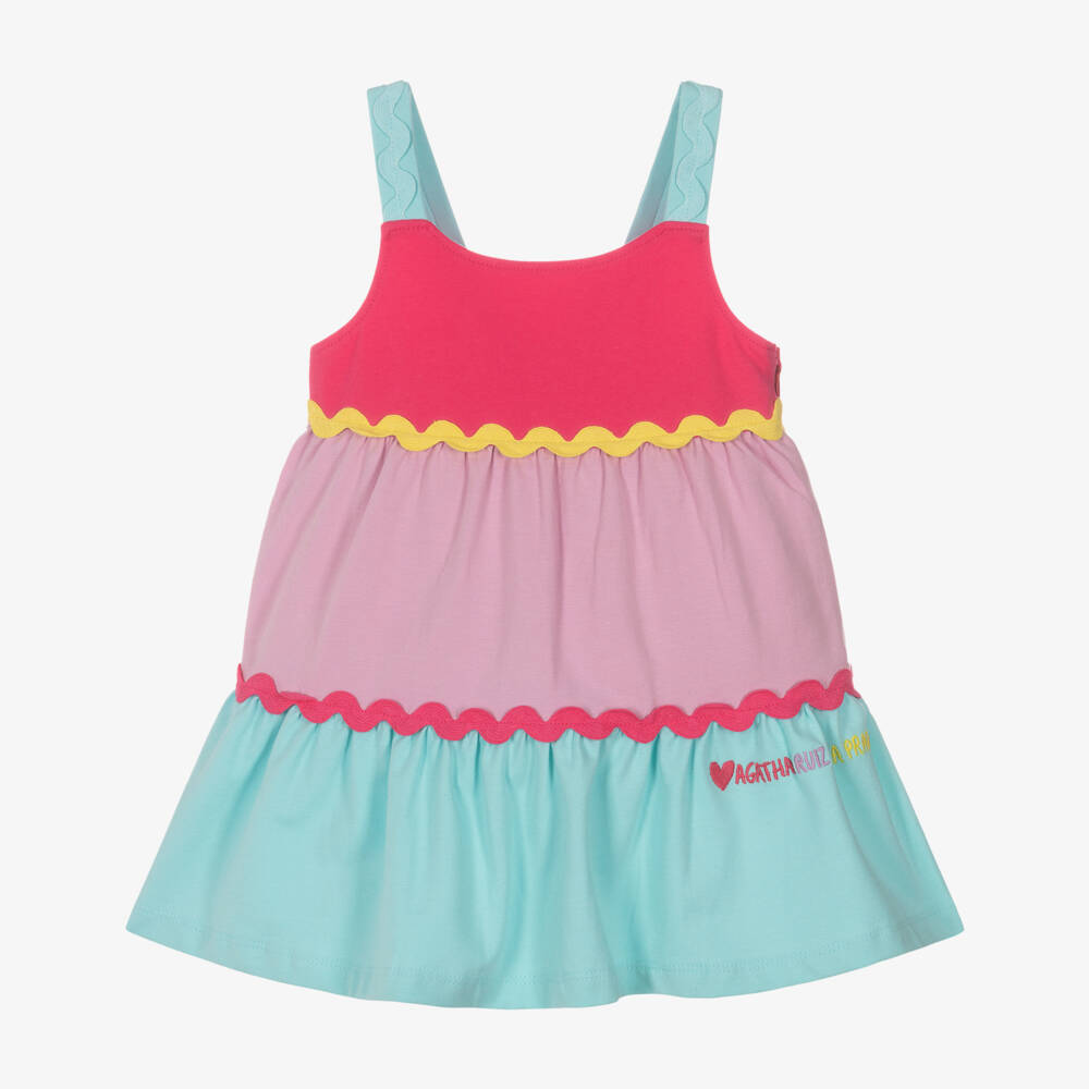 Agatha Ruiz de la Prada-Girls Pink, Purple & Blue Tiered Dress | Childrensalon Outlet