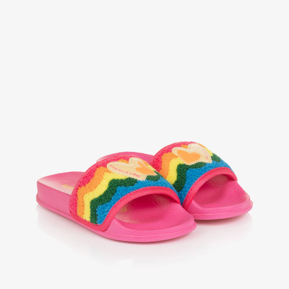 Agatha Ruiz de la Prada-Girls Pink Rainbow & Heart Sliders | Childrensalon Outlet