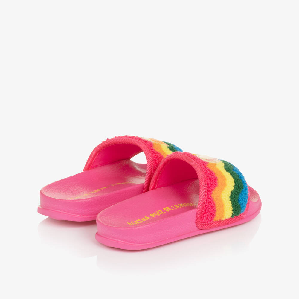 Agatha Ruiz de la Prada-Girls Pink Rainbow & Heart Sliders | Childrensalon Outlet
