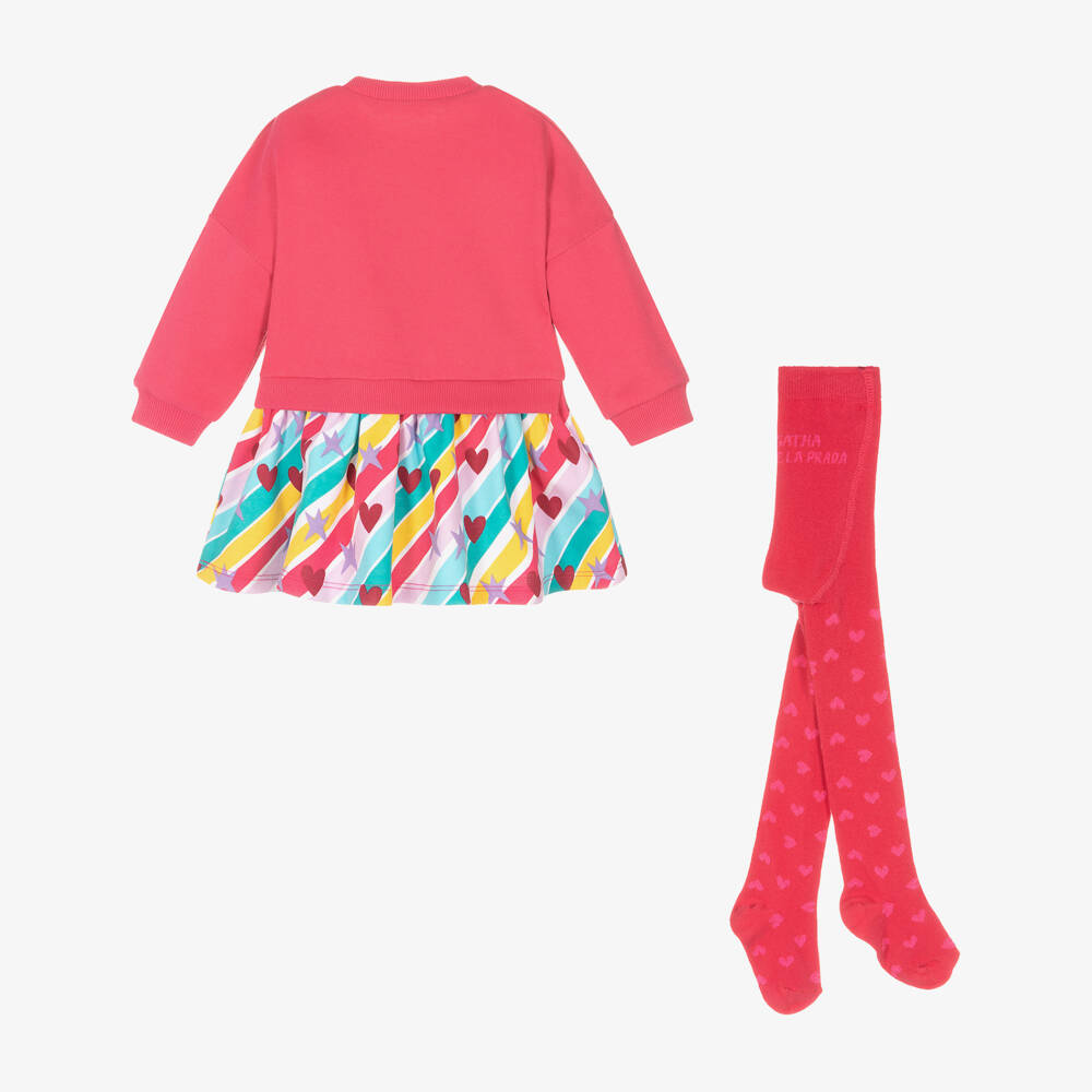 Agatha Ruiz de la Prada-Розовое платье и колготки с сердечками | Childrensalon Outlet