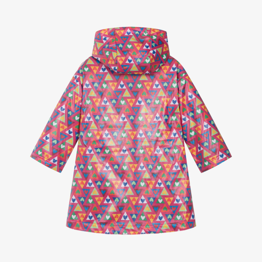 Agatha Ruiz de la Prada-Girls Pink Raincoat with Triangles & Logo Hearts | Childrensalon Outlet