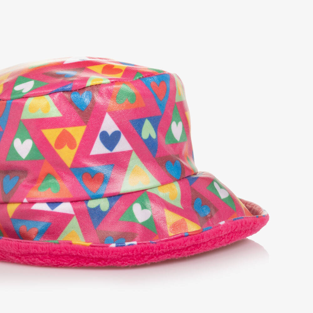 Agatha Ruiz de la Prada-Girls Pink Reversible Bucket Hat with Heart Print | Childrensalon Outlet