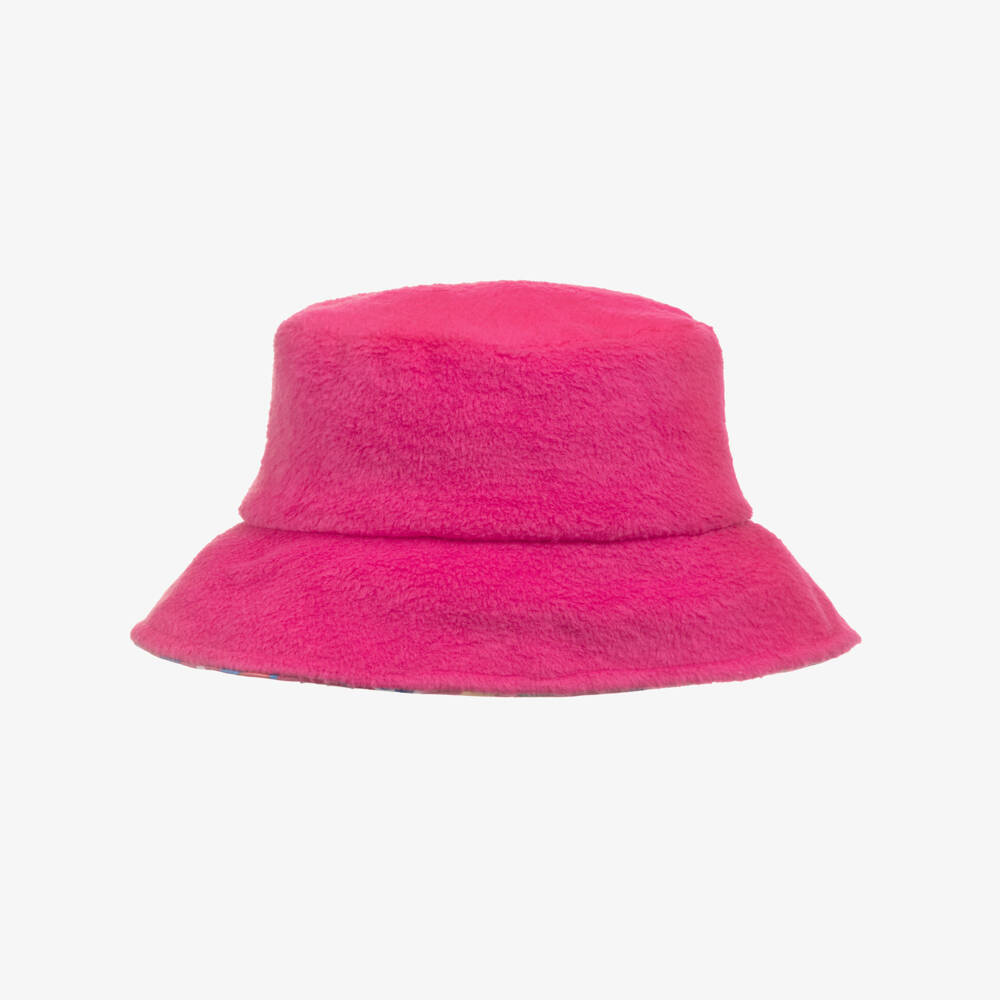 Agatha Ruiz de la Prada-Girls Pink Reversible Bucket Hat with Heart Print | Childrensalon Outlet