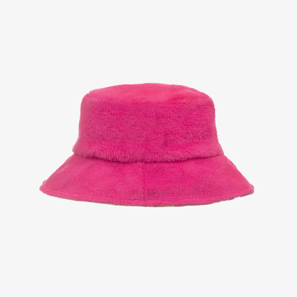 Agatha Ruiz de la Prada-Girls Pink Reversible Bucket Hat with Heart Print | Childrensalon Outlet