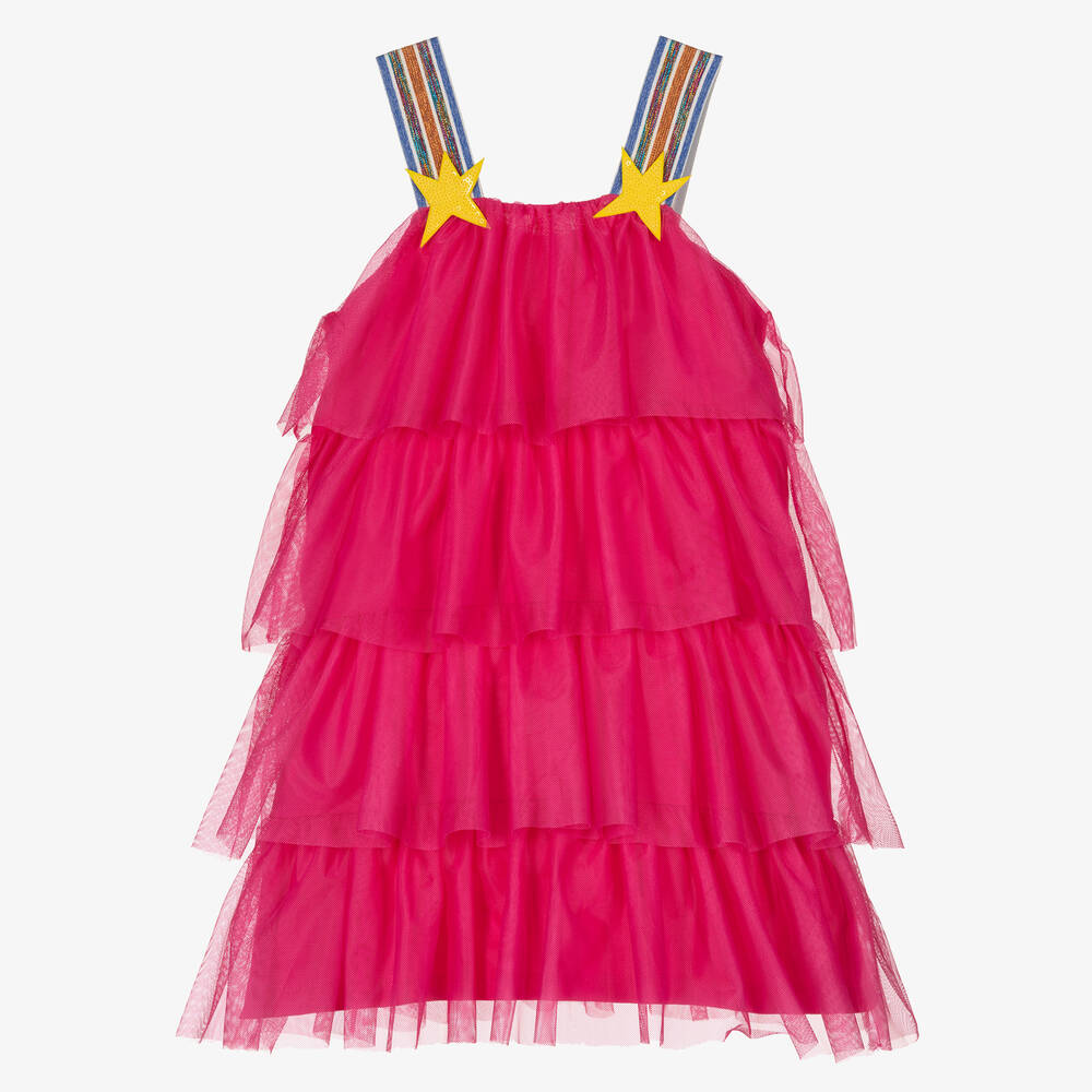 Agatha Ruiz de la Prada - Robe rose en tulle à volants fille | Childrensalon