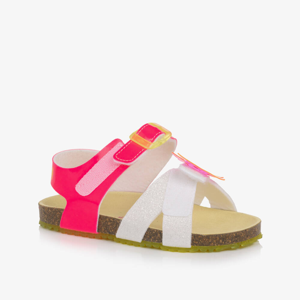 Agatha Ruiz de la Prada-Girls Pink & Silver Glitter Velcro Sandals | Childrensalon Outlet