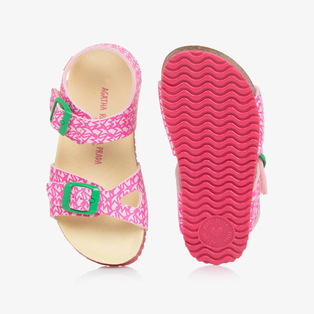 Agatha Ruiz de la Prada-Girls Pink Starry Faux Sandals | Childrensalon Outlet