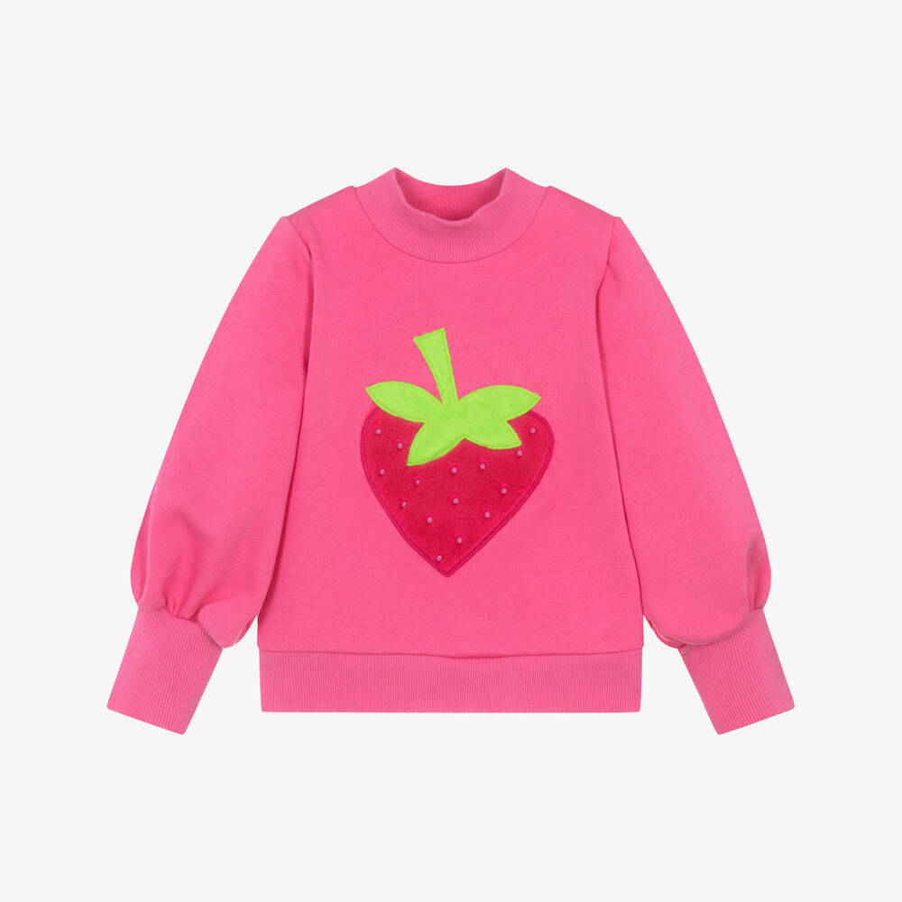 Agatha Ruiz de la Prada-سويتشيرت بطبعة فراولة قطن لون زهري للبنات | Childrensalon Outlet