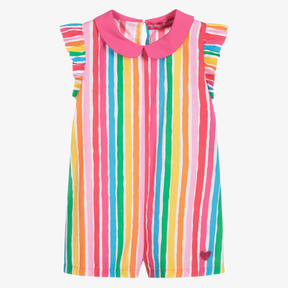 Agatha Ruiz de la Prada-Girls Pink Striped Playsuit | Childrensalon Outlet