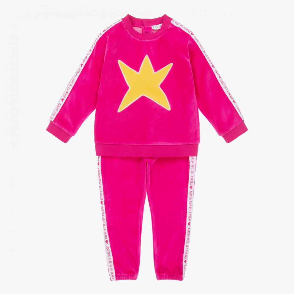 Agatha Ruiz de la Prada - Розовый велюровый спортивный костюм для девочек | Childrensalon