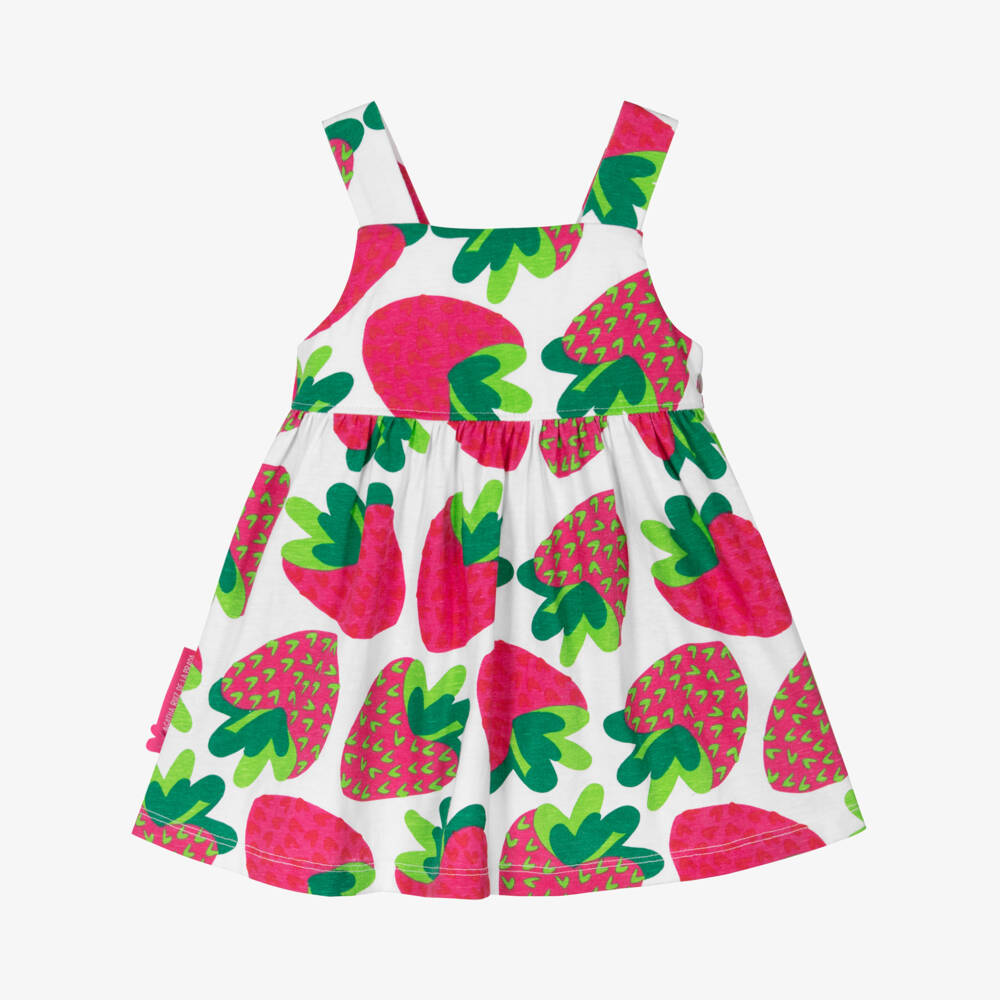 Agatha Ruiz de la Prada-فستان بناتي وردي وأبيض "بيري ديلايت" | Childrensalon Outlet