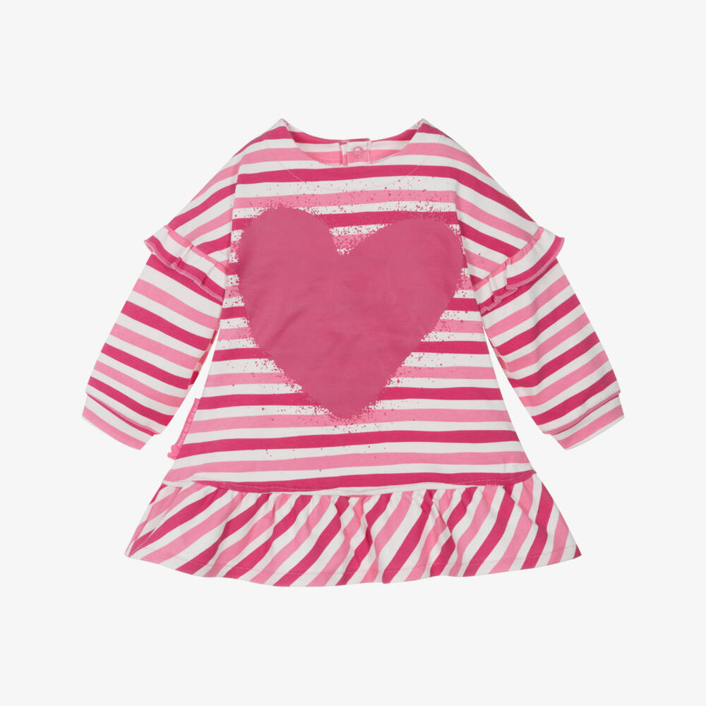 Agatha Ruiz de la Prada-Girls Pink & White Cotton Striped Dress Set | Childrensalon Outlet
