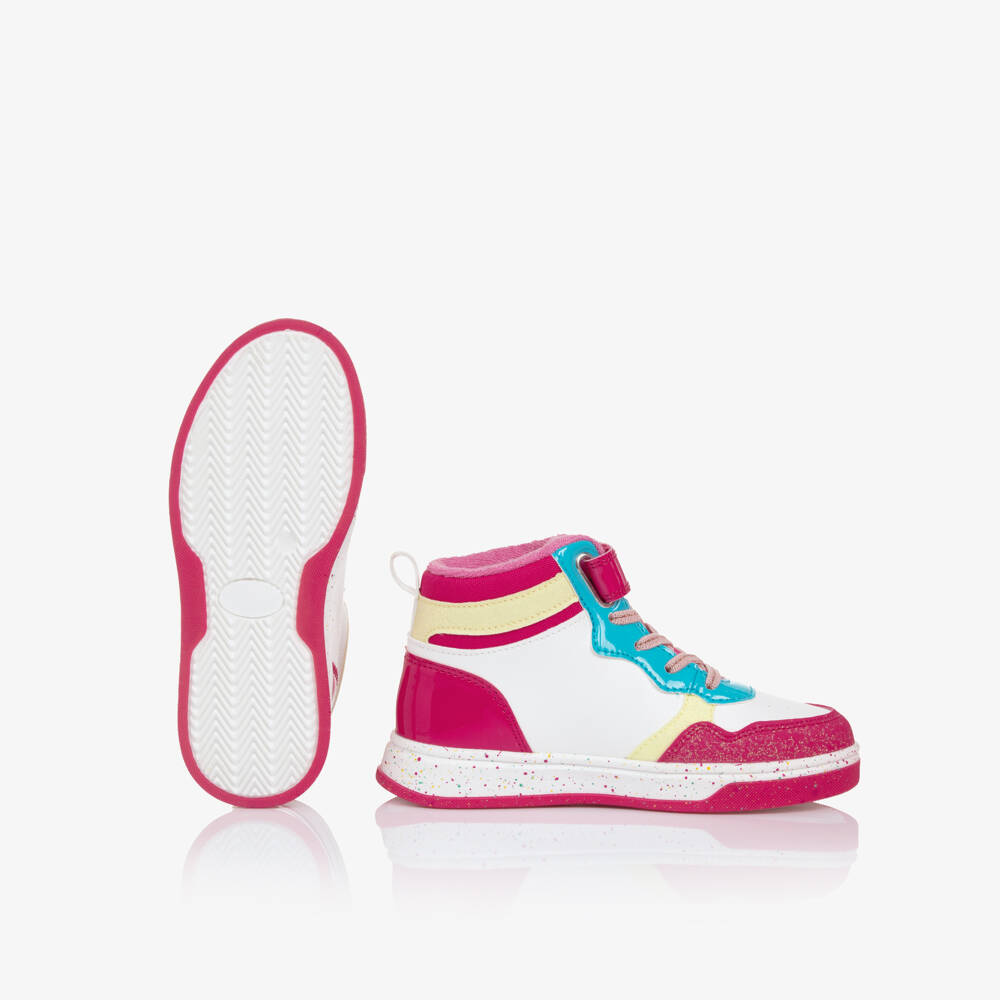 Agatha Ruiz de la Prada-Girls Pink & White Faux Leather High Top Trainers | Childrensalon Outlet