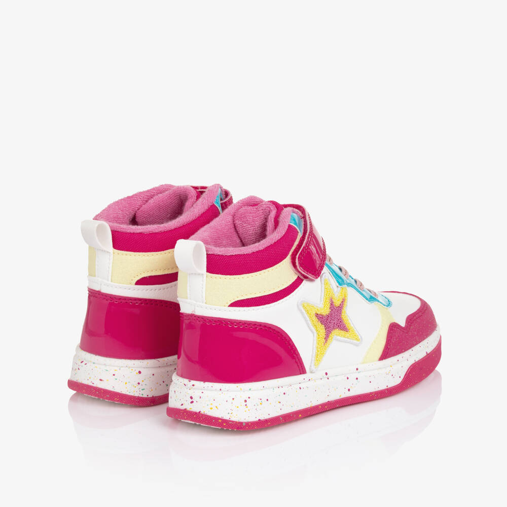 Agatha Ruiz de la Prada-Girls Pink & White Faux Leather High Top Trainers | Childrensalon Outlet