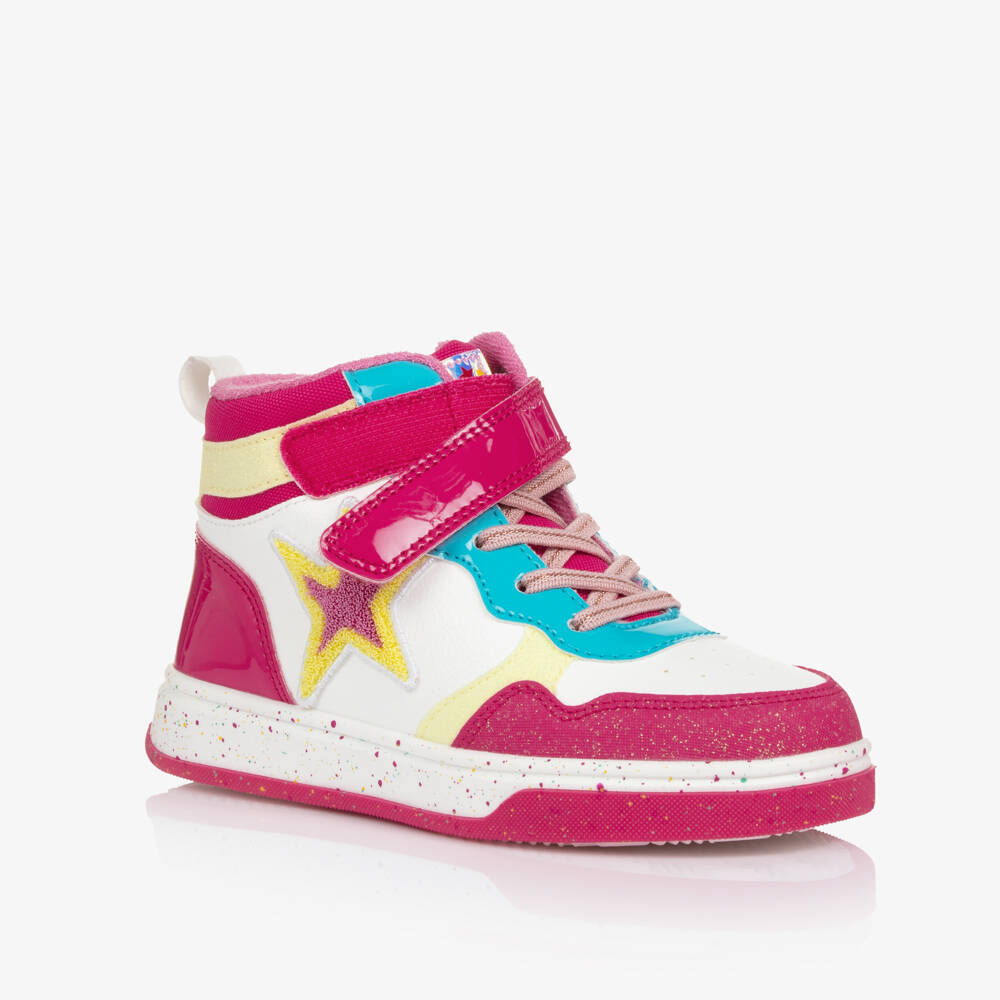 Agatha Ruiz de la Prada-Girls Pink & White Faux Leather High Top Trainers | Childrensalon Outlet