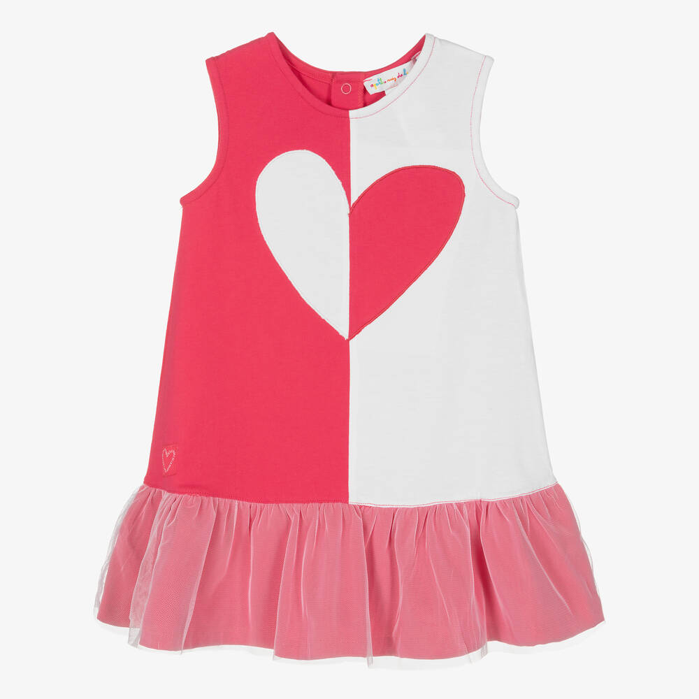 Agatha Ruiz de la Prada - Robe rose et blanche à cœur fille | Childrensalon