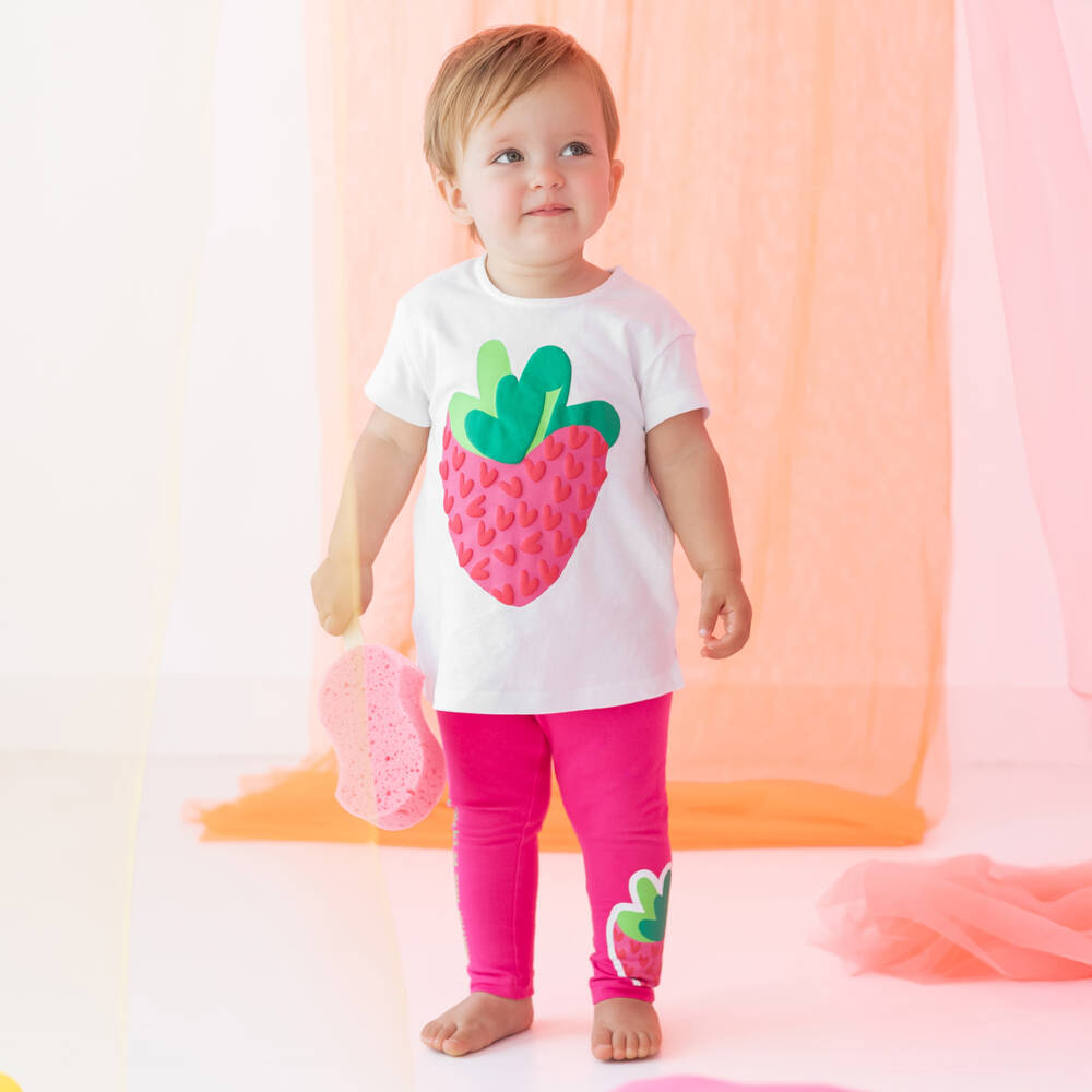 Agatha Ruiz de la Prada-Girls Pink & White Jersey Ensemble | Childrensalon Outlet