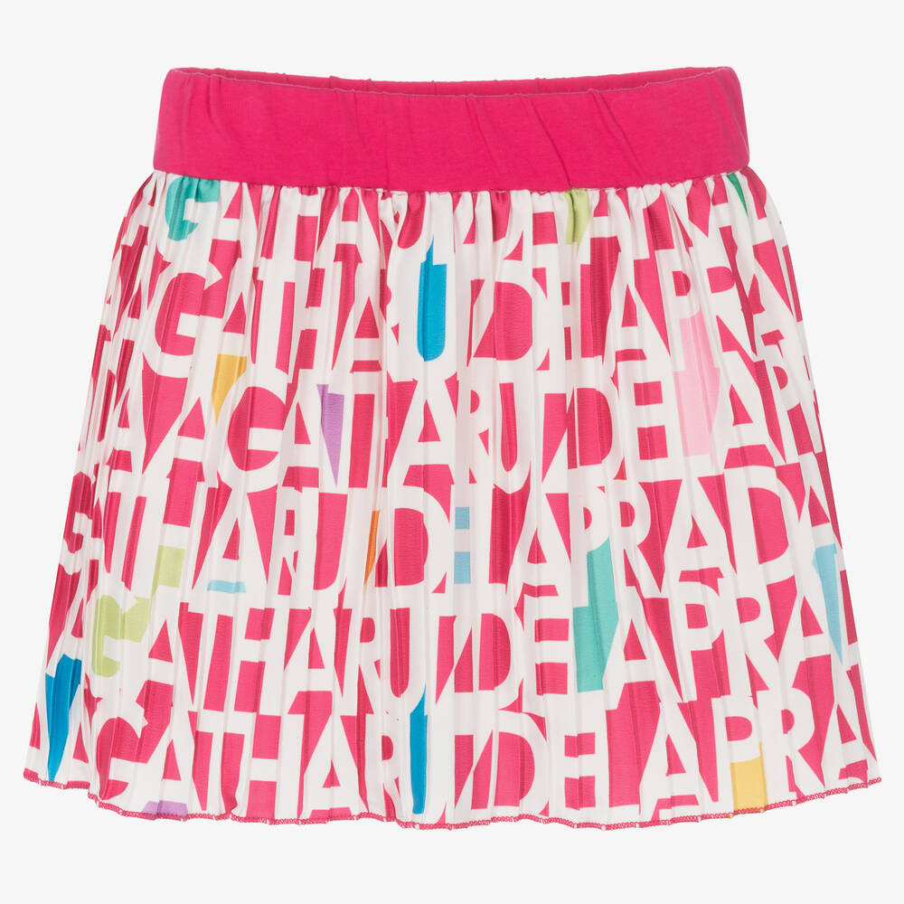 Agatha Ruiz de la Prada - Girls Pink & White Pleated Skirt | Childrensalon