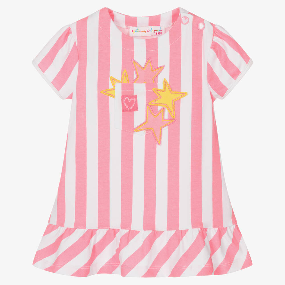 Agatha Ruiz de la Prada - Girls Pink & White Striped Dress | Childrensalon