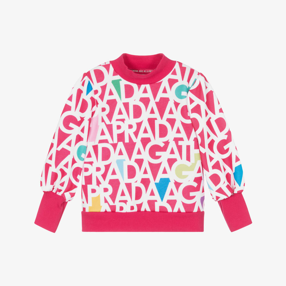 Agatha Ruiz de la Prada-Girls Pink & White Sweatshirt | Childrensalon Outlet