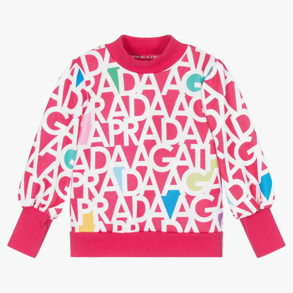 Agatha Ruiz de la Prada - Girls Pink & White Sweatshirt | Childrensalon