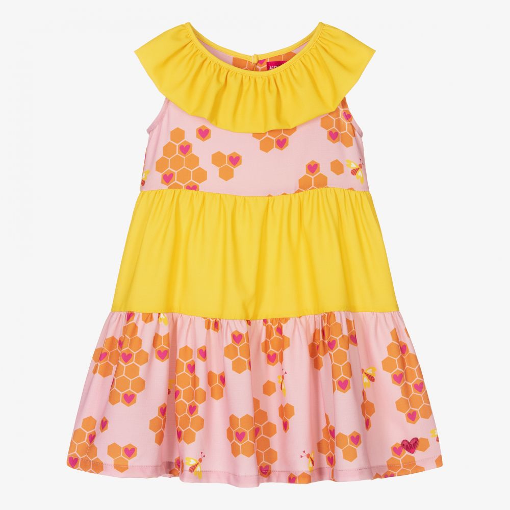 Agatha Ruiz de la Prada - Vestido rosa y amarillo para niña | Childrensalon  Outlet