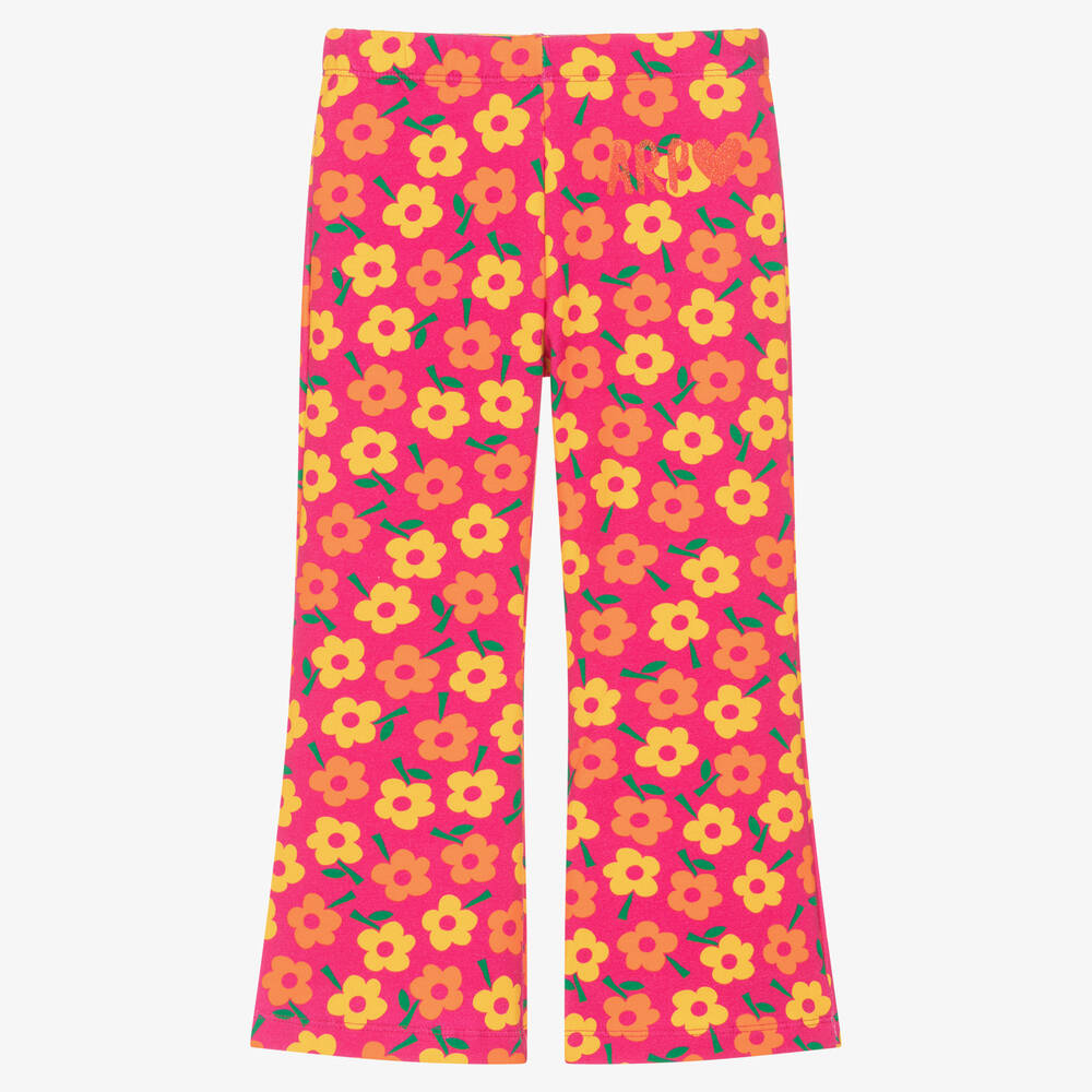 Agatha Ruiz de la Prada - Girls Pink & Yellow Flared Cotton Trousers | Childrensalon