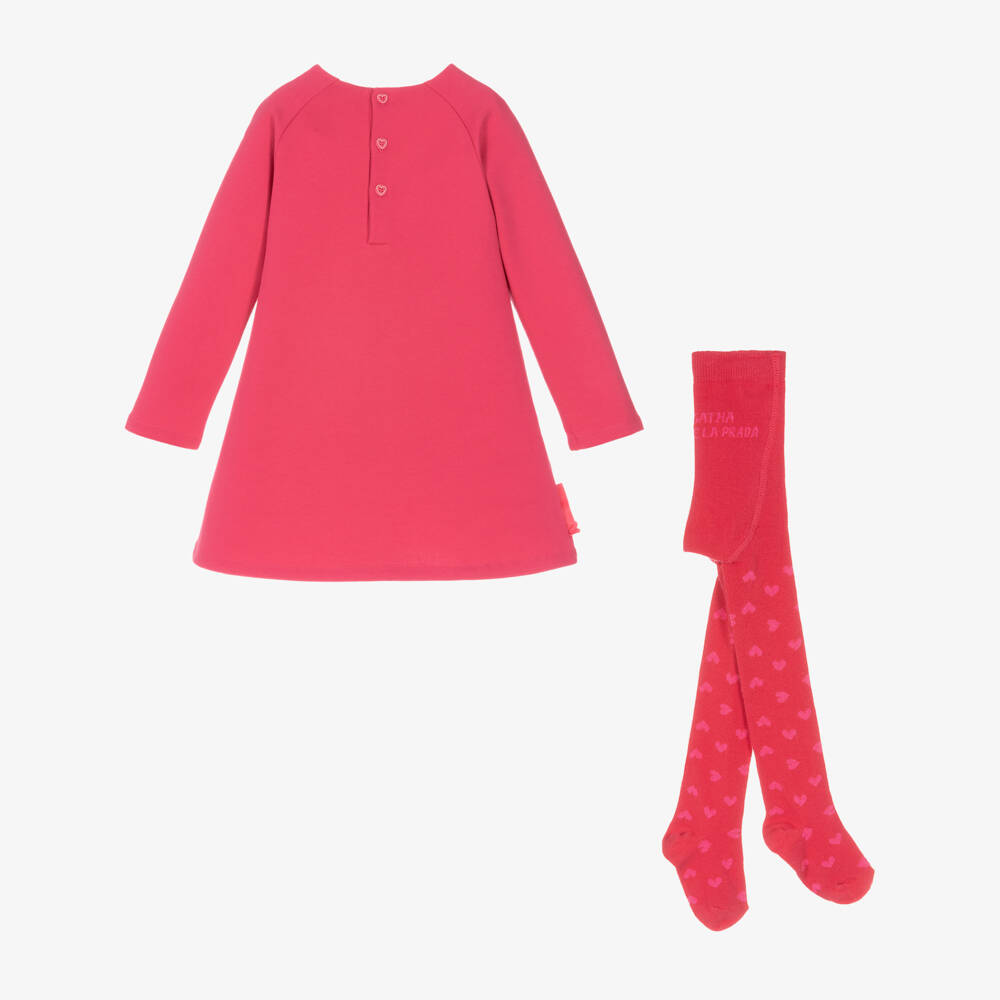 Agatha Ruiz de la Prada-Girls Pink & Yellow Stripe Cotton Dress Set | Childrensalon Outlet