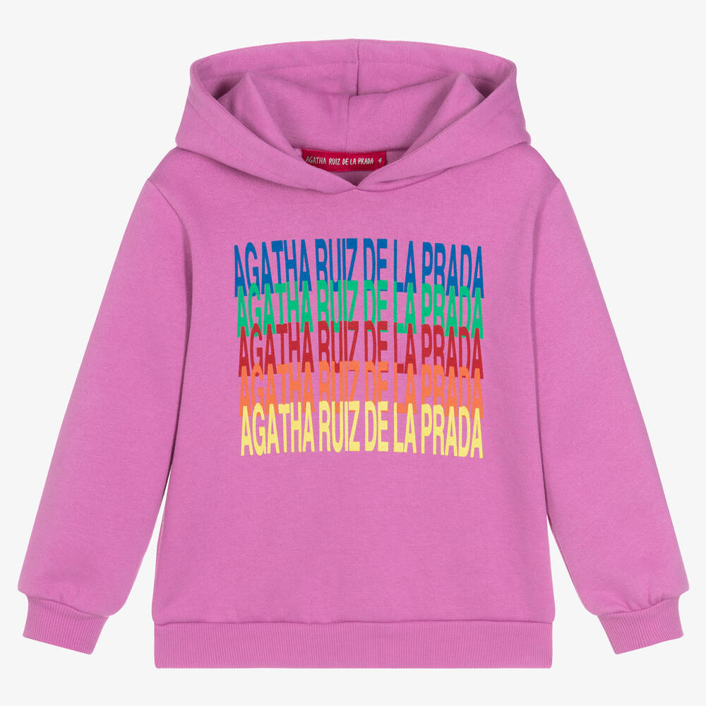 Agatha Ruiz de la Prada-توب هودي قطن جيرسي لون بنفسجي | Childrensalon Outlet