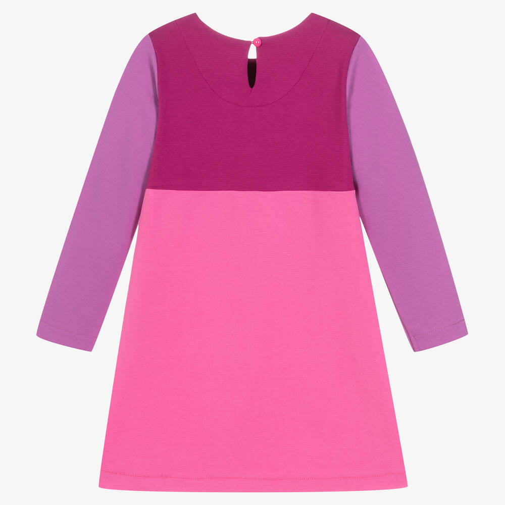 Agatha Ruiz de la Prada-فستان سويتشيرت فيسكوز جيرسي لون بنفسجي وزهري | Childrensalon Outlet