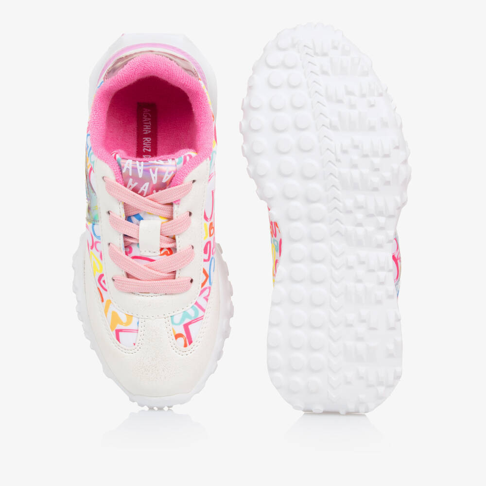 Agatha Ruiz de la Prada-Girls Radiant Heart White Sneakers | Childrensalon Outlet