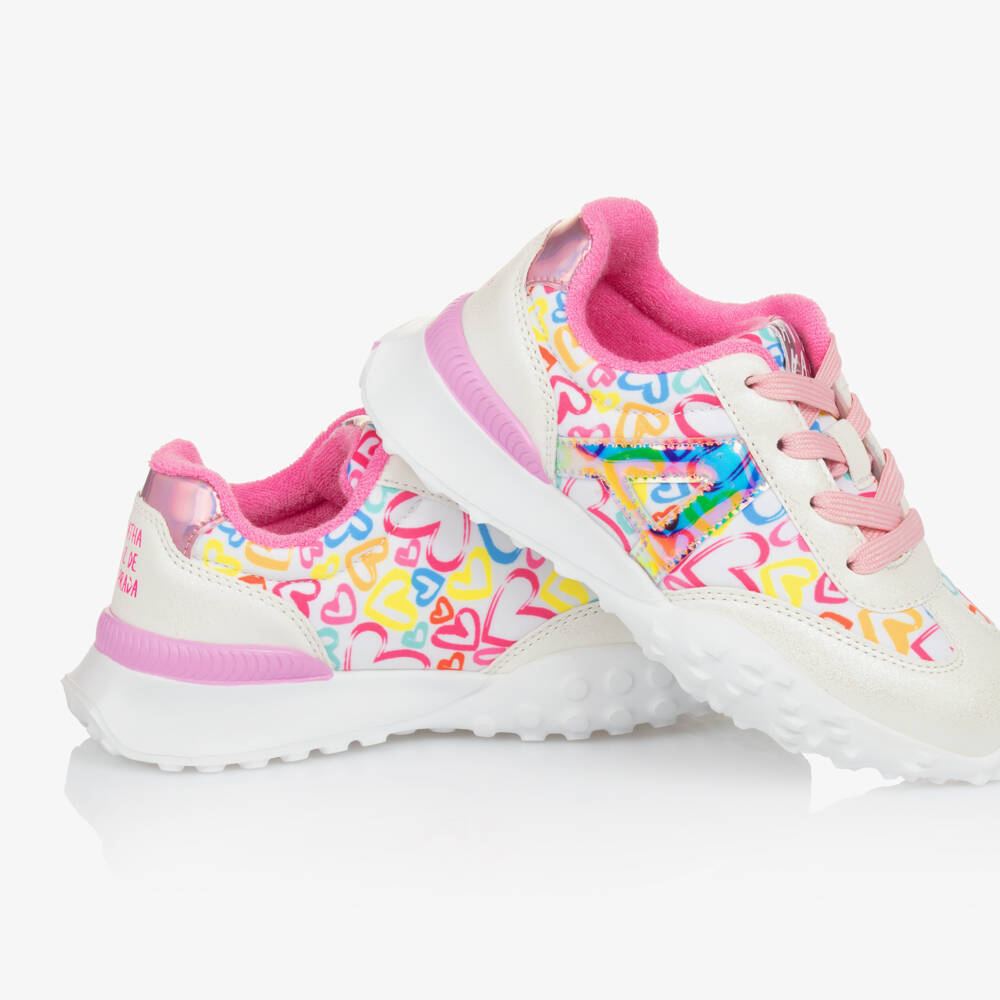Agatha Ruiz de la Prada-Girls Radiant Heart White Sneakers | Childrensalon Outlet