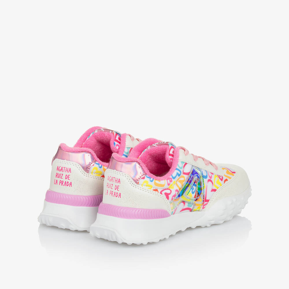 Agatha Ruiz de la Prada-Girls Radiant Heart White Sneakers | Childrensalon Outlet