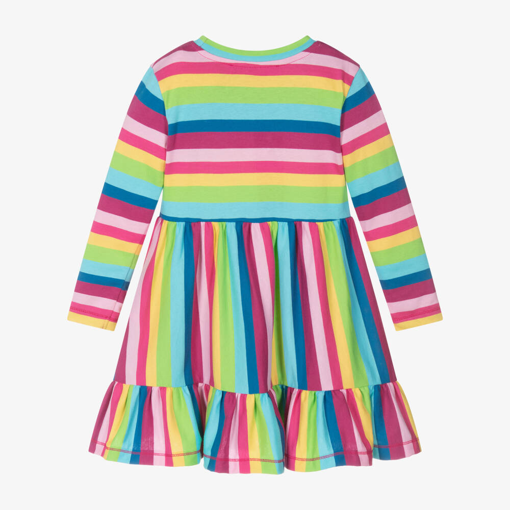 Agatha Ruiz de la Prada-Girls Rainbow Stripe Cotton Dress | Childrensalon Outlet