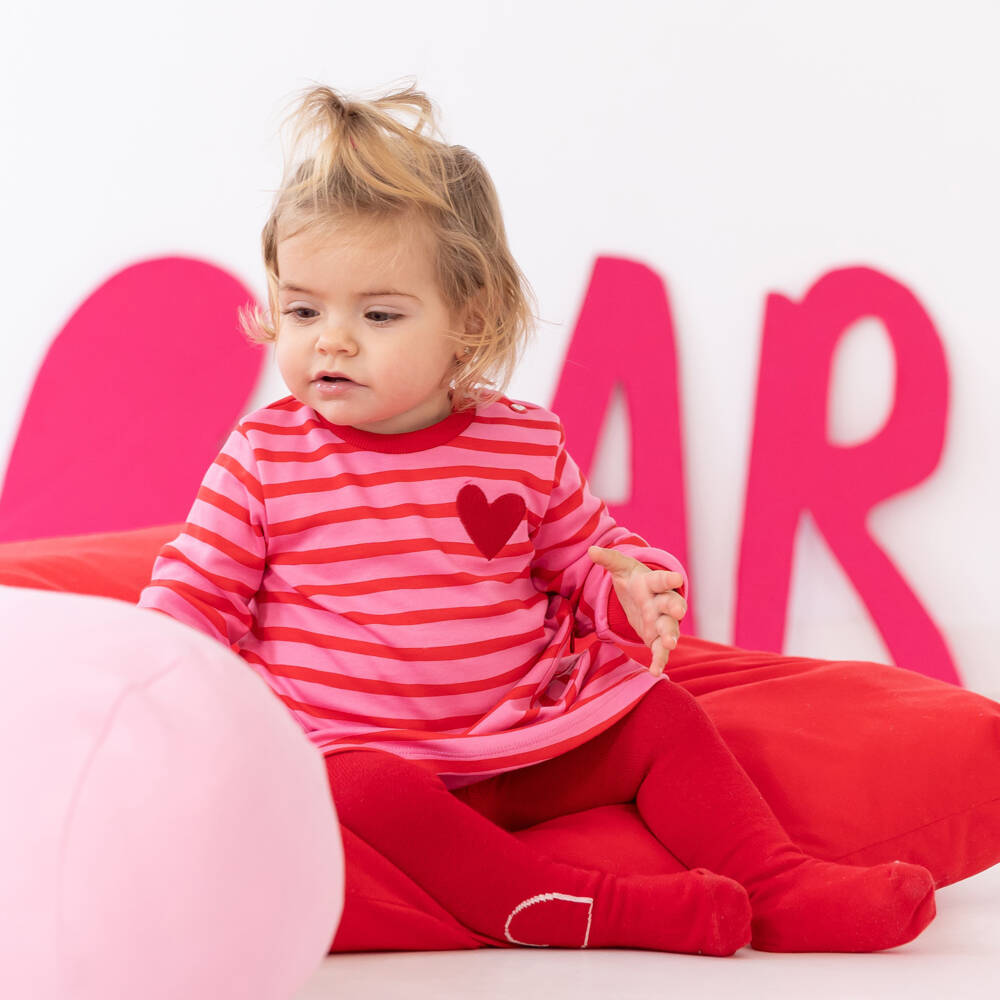 Agatha Ruiz de la Prada-Girls Red and Pink Heart Dress Set | Childrensalon Outlet