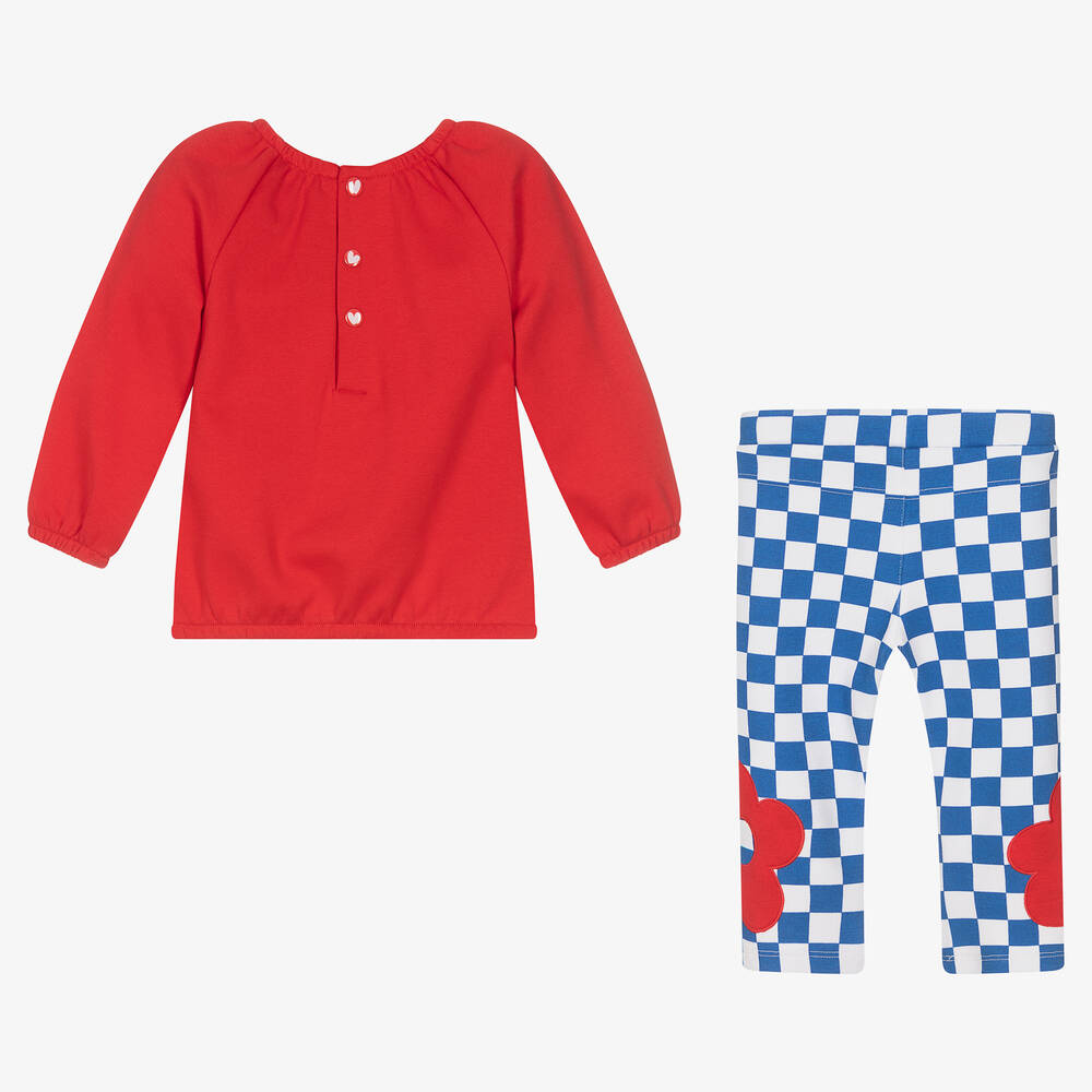Agatha Ruiz de la Prada-Красный топ и легинсы в синюю клетку | Childrensalon Outlet