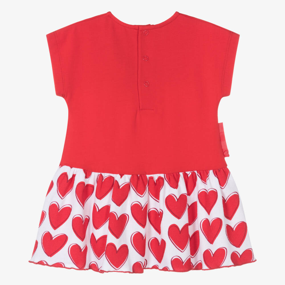 Agatha Ruiz de la Prada-Girls Red Cotton Dress With Heart Print | Childrensalon Outlet
