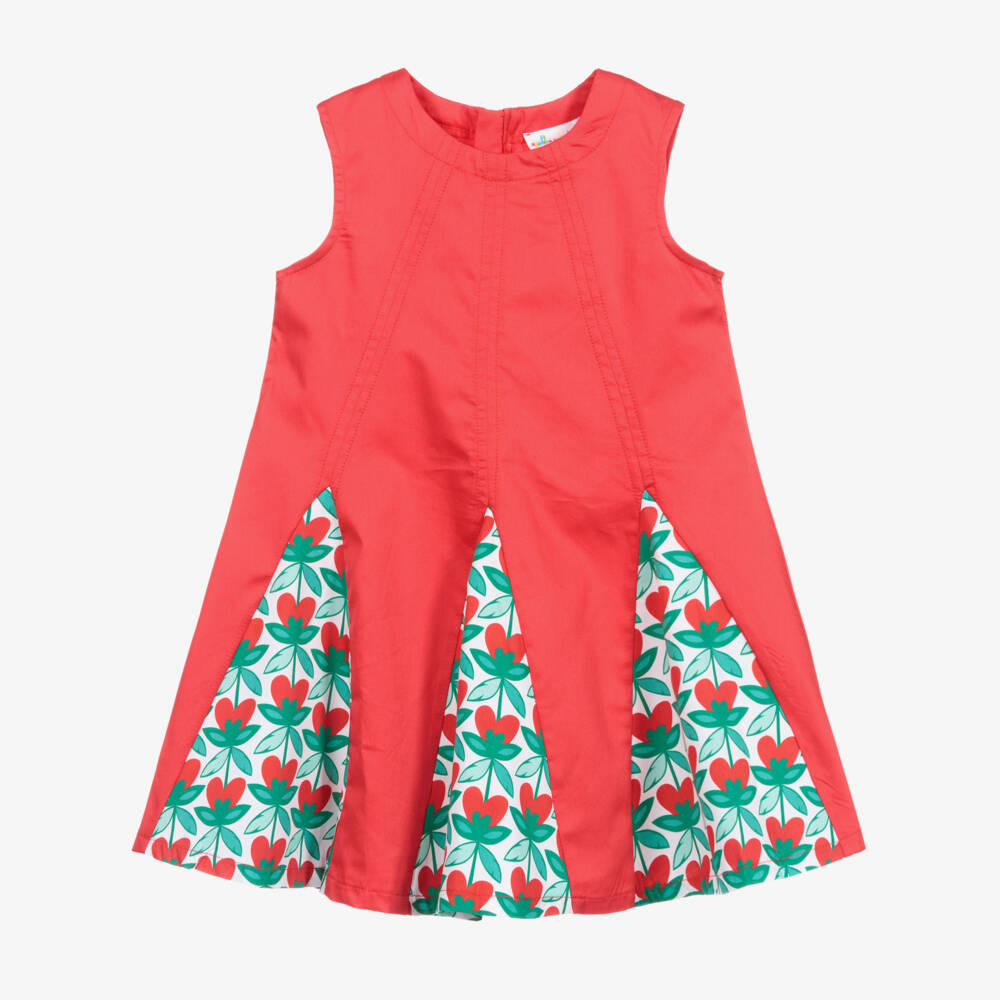 Agatha Ruiz de la Prada-Girls Red Cotton Dress With Panels | Childrensalon Outlet