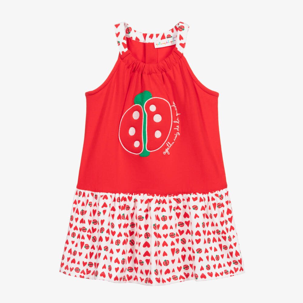 Agatha Ruiz de la Prada-Girls Red Cotton Jersey Dress | Childrensalon Outlet
