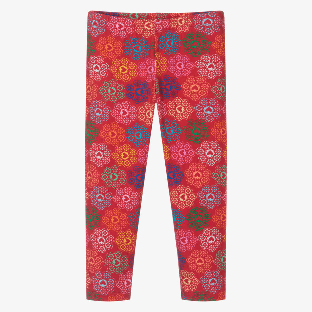 Agatha Ruiz de la Prada-Girls Red Cotton Logo Heart & Flower Leggings | Childrensalon Outlet