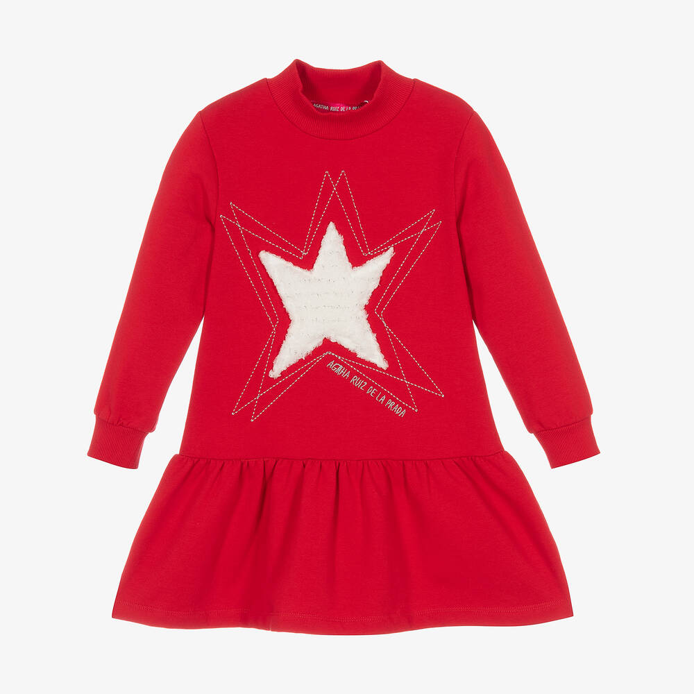 Agatha Ruiz de la Prada - Girls Red Cotton Star Dress | Childrensalon