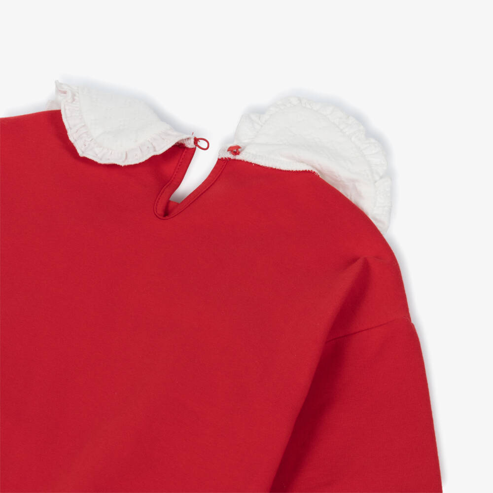 Agatha Ruiz de la Prada-Girls Red Cotton Sweatshirt with Blue Bird Print | Childrensalon Outlet