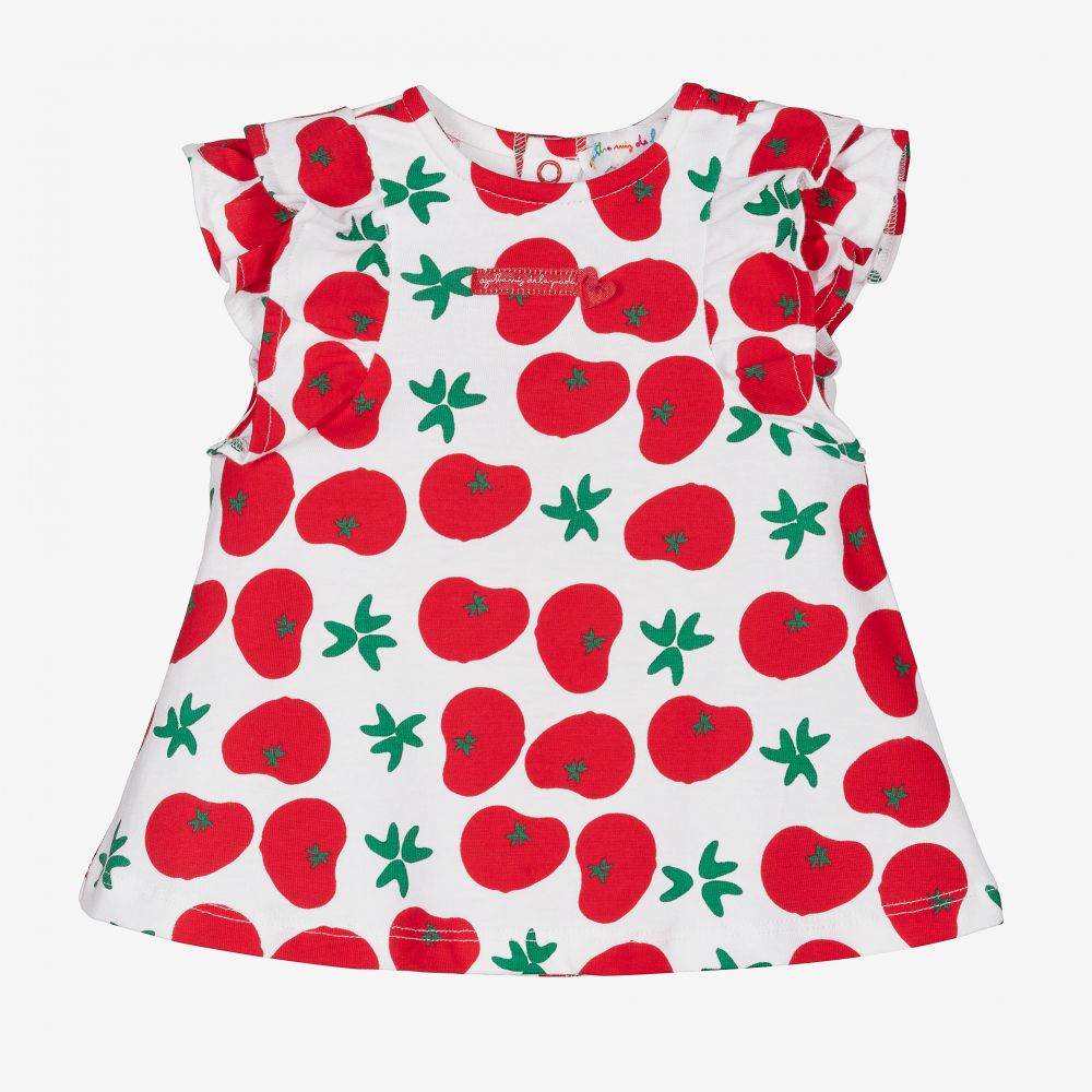 Agatha Ruiz de la Prada - Robe rouge en coton Tomates Fille  | Childrensalon