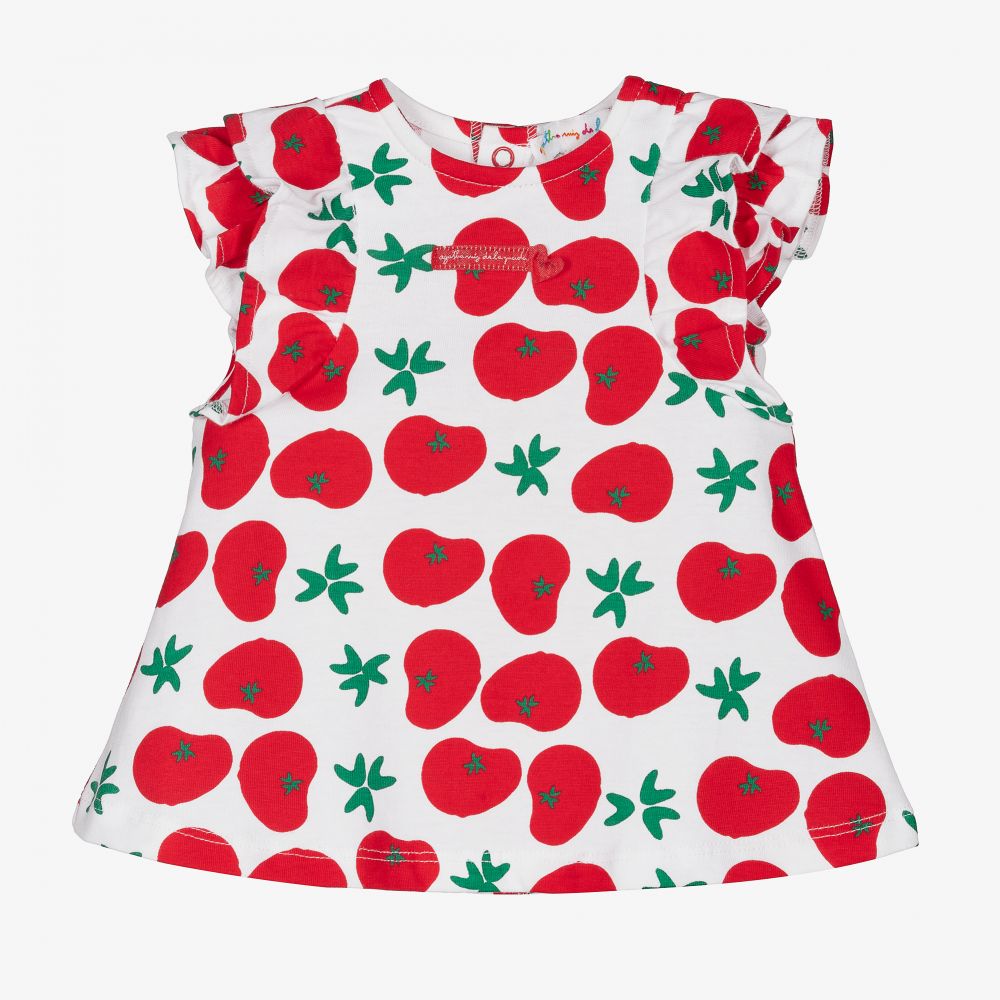 Agatha Ruiz de la Prada-Girls Red Cotton Tomato Dress  | Childrensalon Outlet