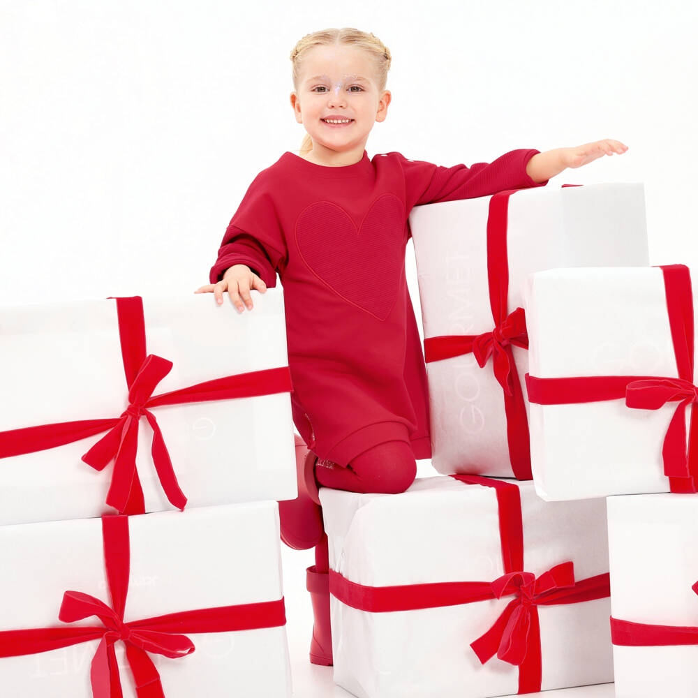 Agatha Ruiz de la Prada-Girls Red Heart Dress & Tights | Childrensalon Outlet