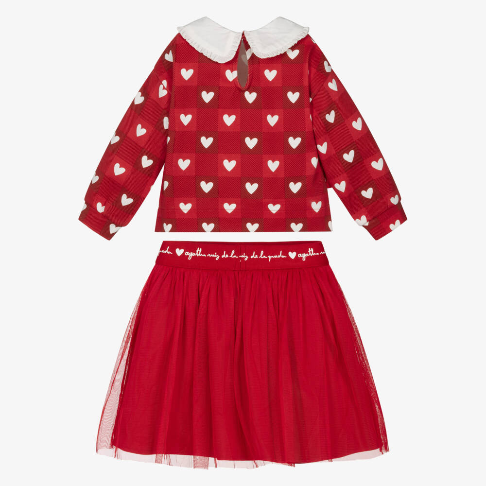 Agatha Ruiz de la Prada-Комплект юбка с сердцем красная для девочек | Childrensalon Outlet