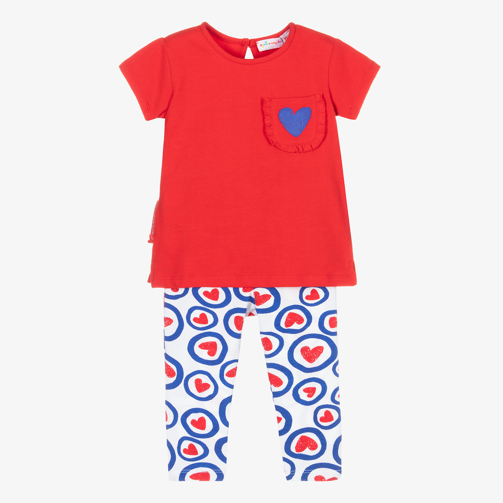 Agatha Ruiz de la Prada - Rotes Leggings-Set mit Herzen (M) | Childrensalon