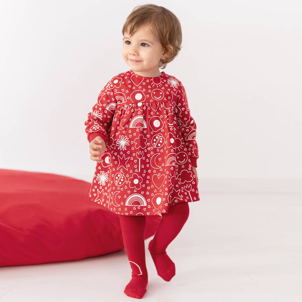 اجاثا رويز دي لا برادا-طقم فستان قطن لون أحمر | Childrensalon Outlet