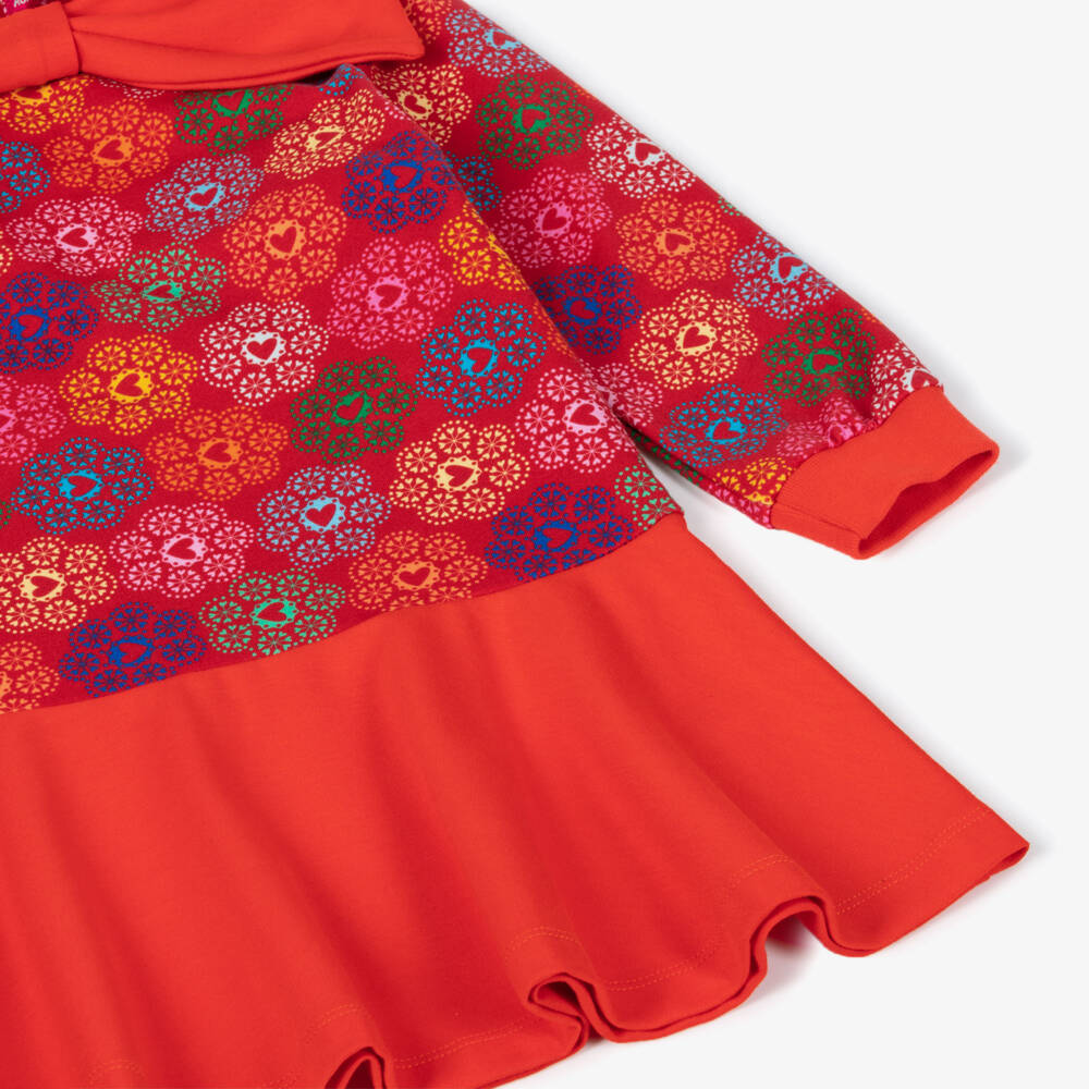 Agatha Ruiz de la Prada-Girls Red Jersey Floral Heart Print Dress | Childrensalon Outlet