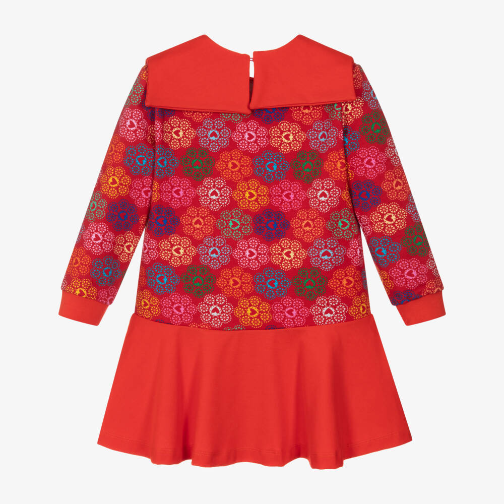 Agatha Ruiz de la Prada-Girls Red Jersey Floral Heart Print Dress | Childrensalon Outlet